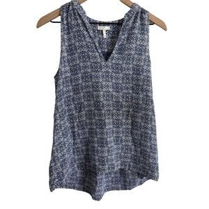Joie Blue & White Diamond Print Silk Tank Top Size XS